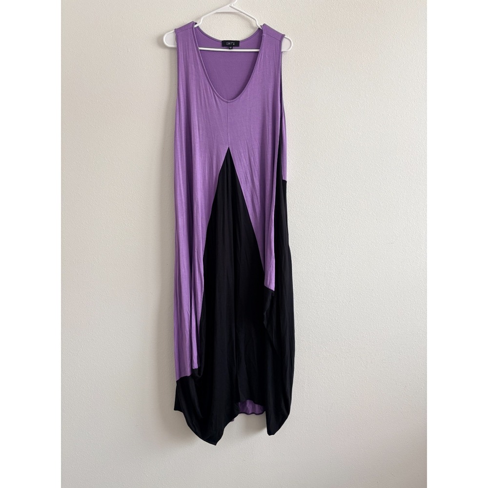 Comfy USA Dress Women‎ M Colorblack Asymmetric Maxi Bustled Swing Jersey Casual